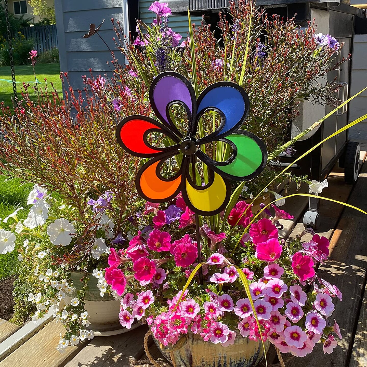 In the Breeze 2675 - 10 inch Rainbow Windee Wheelz Spinner - Outdoor Garden Décor