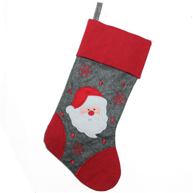 Northlight 32585029 18 in. Gray & Red Embroidered Santa Claus Christmas ...