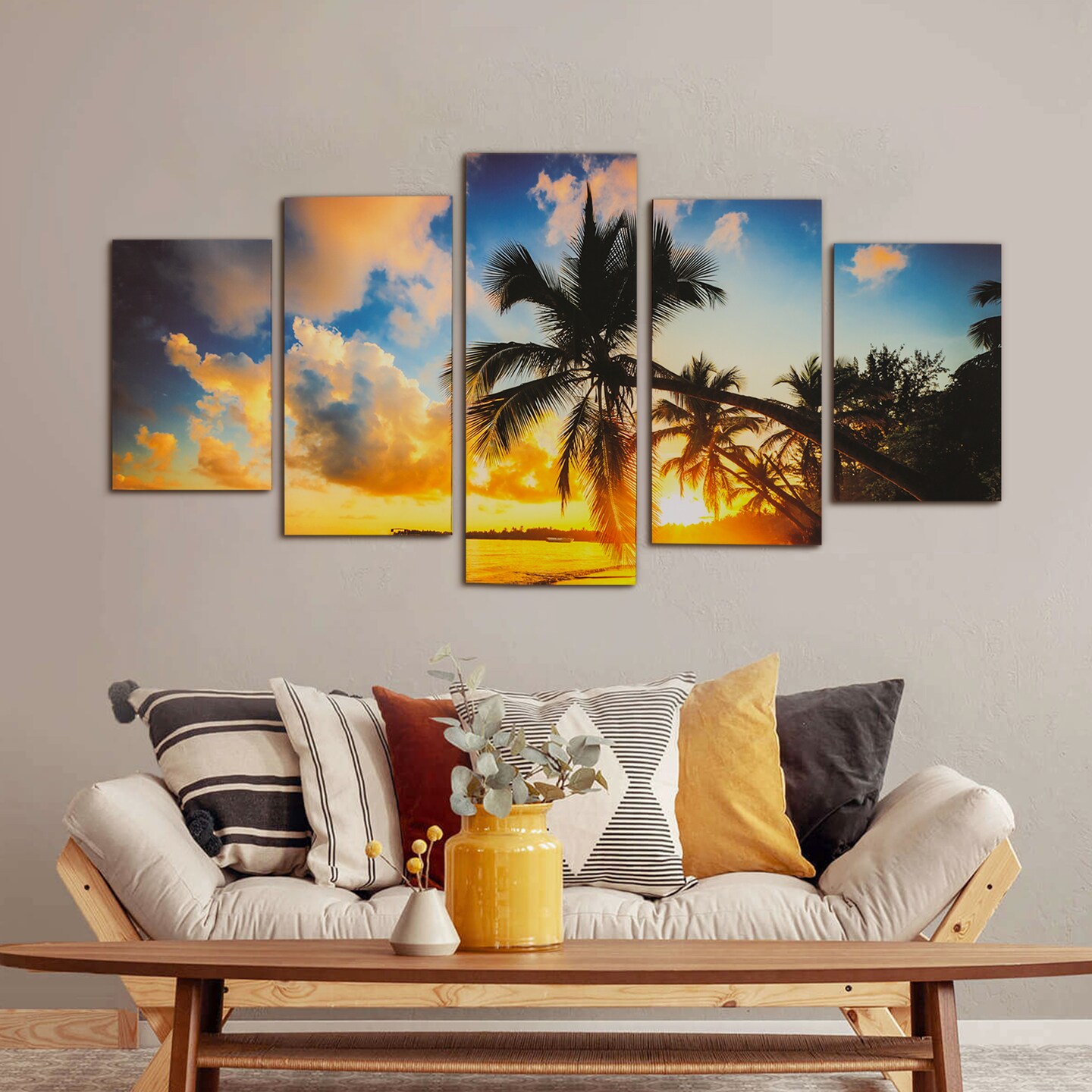 Beach Wall Decor Canvas Wall Art 5 Piece Framed Wall Art