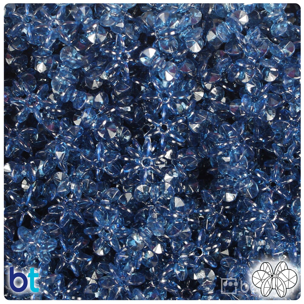 BeadTin Montana Blue Transparent 10mm SunBurst Plastic Craft Beads (450pcs)