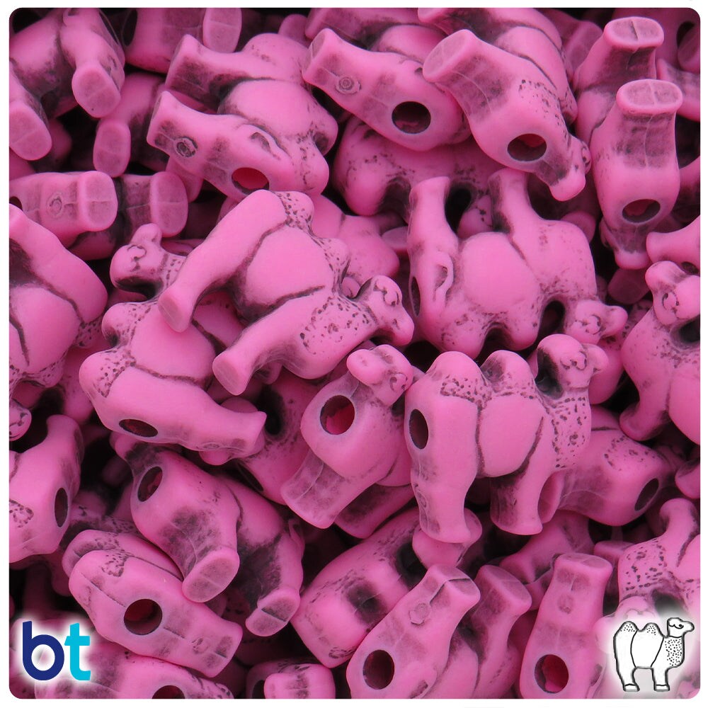 BeadTin Dark Pink Antique 21mm Camel Plastic Pony Beads (24pcs)