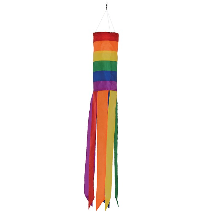 In the Breeze Rainbow Column 33 Inch Windsock - Colorful Hanging Decoration - Red, Orange, Yellow, Green, Blue and Purple Taffeta Material