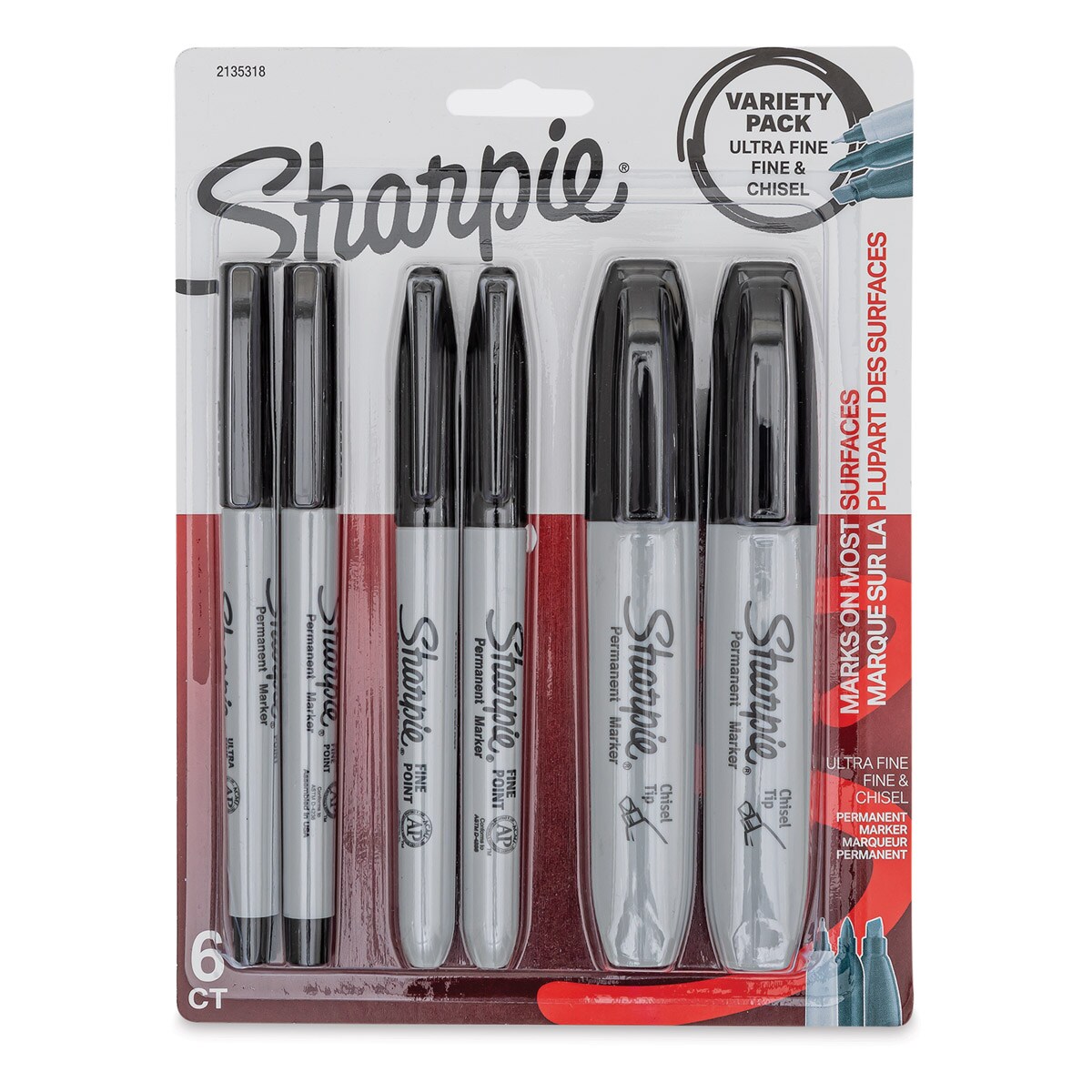 Sharpie Permanent Markers Variety Pack - Black, Set of 6