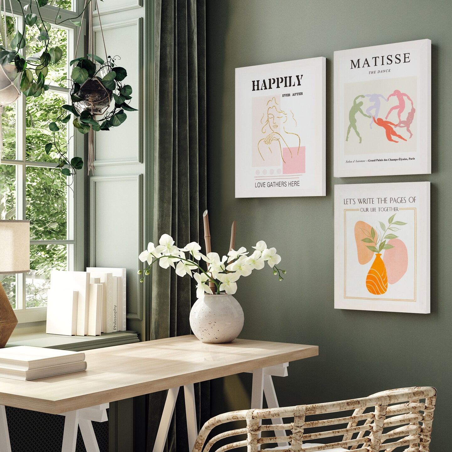 8"x10" Aesthetic Wall Decor Canvas Wall Art 3 Piece Framed Wall Art