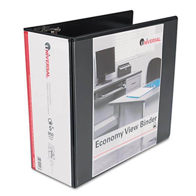 Universal 20998 Economy DRing Vinyl View Binder 5'' Capacity Black