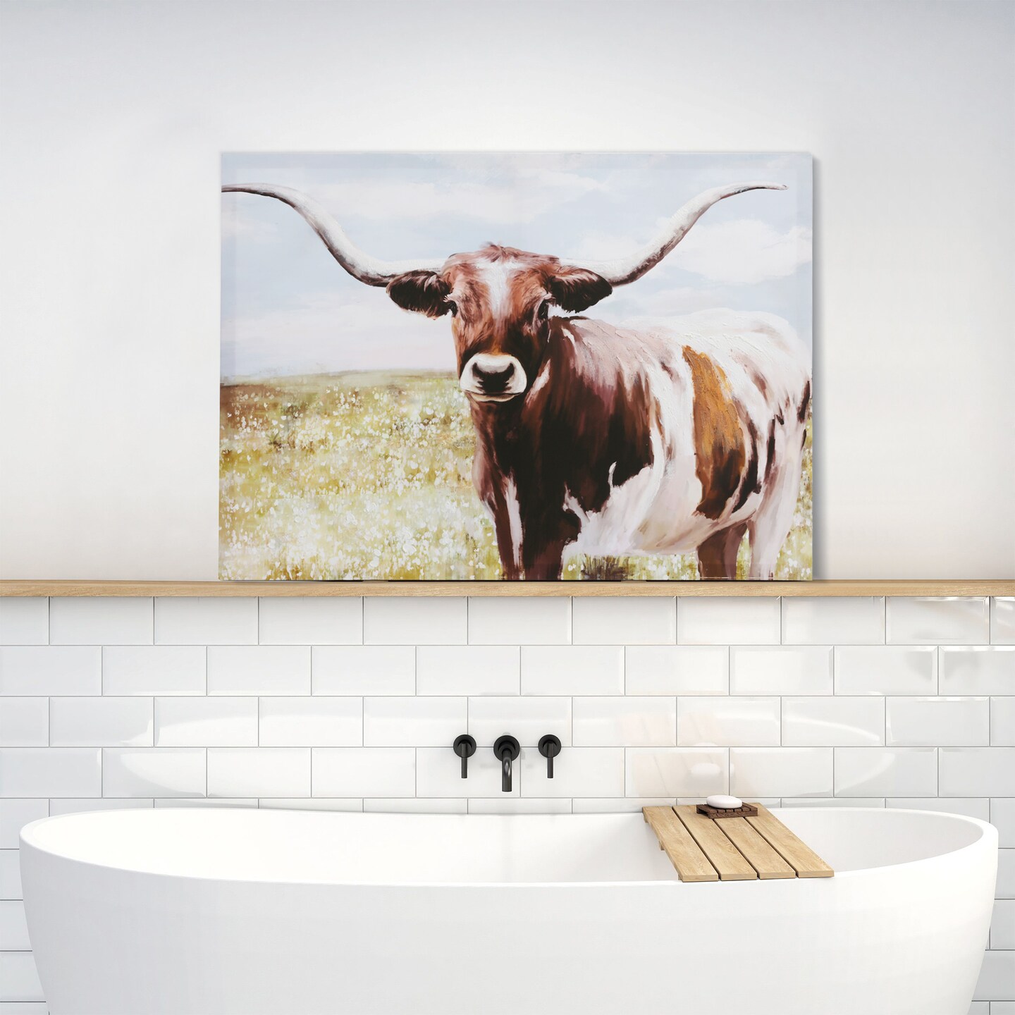 20&#x22;x28&#x22; Texas Longhorn Cattle Pictures Wall Decor Canvas Wall Art 3 Piece Framed Wall Art