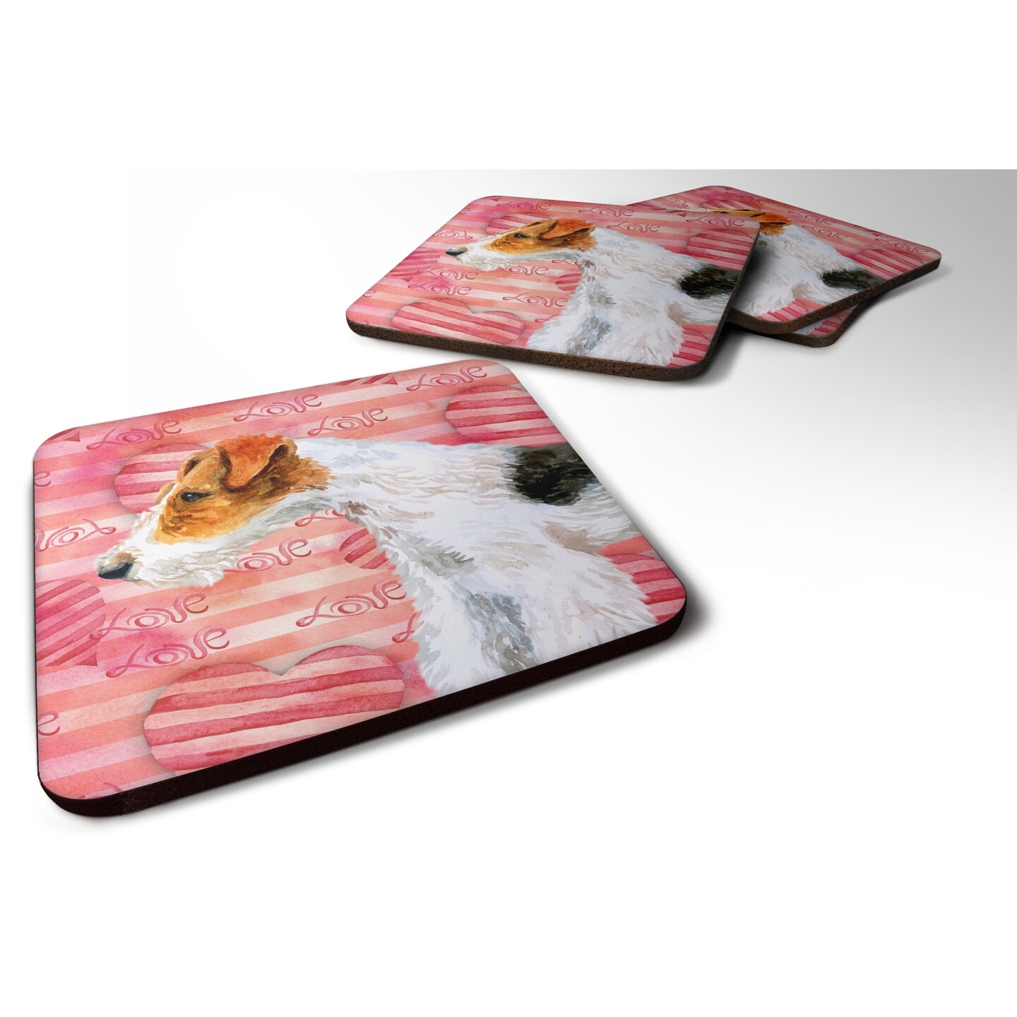 &#x22;Caroline&#x27;s Treasures Fox Terrier Love Decorative coasters, Multicolor&#x22;