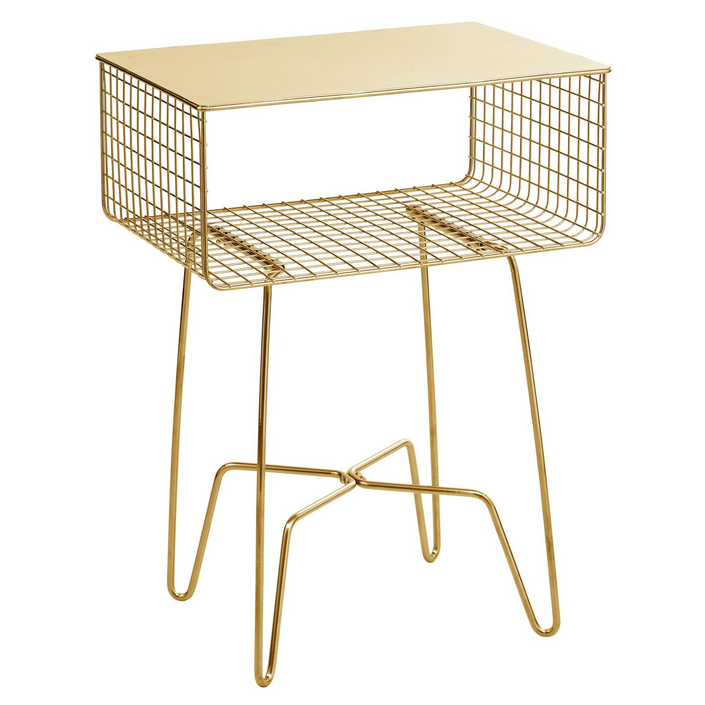 mDesign Steel Side/End Table Nightstand with Storage Shelf Basket