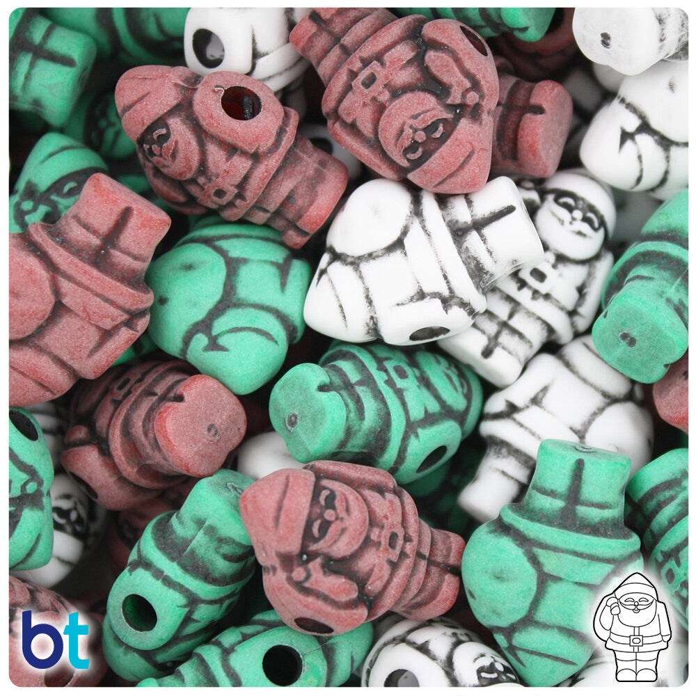 BeadTin Christmas Mix Antique 24mm Santa Plastic Pony Beads (24pcs)