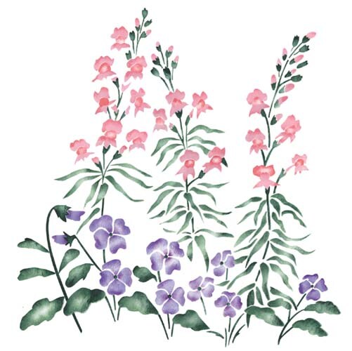 Snapdragons and Pansies Wall Stencil | 3083 by Designer Stencils | Floral Stencils |