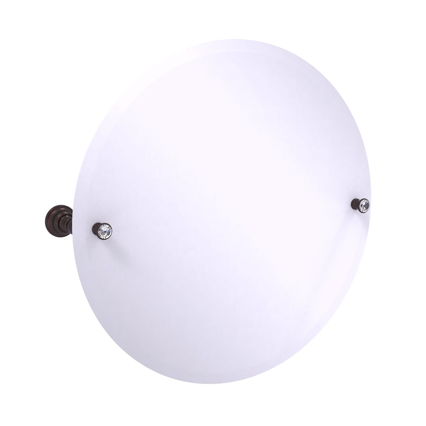 Carolina Crystal Collection Frameless Round Tilt Mirror With Beveled Edge - Antique Bronze