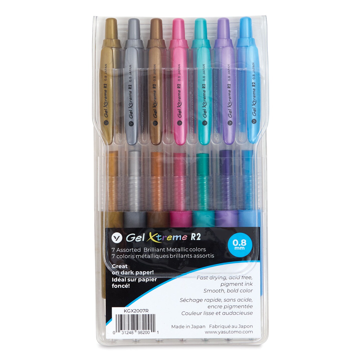Yasutomo R2 Gel Pens - Assorted Metallic Colors, Set of 7