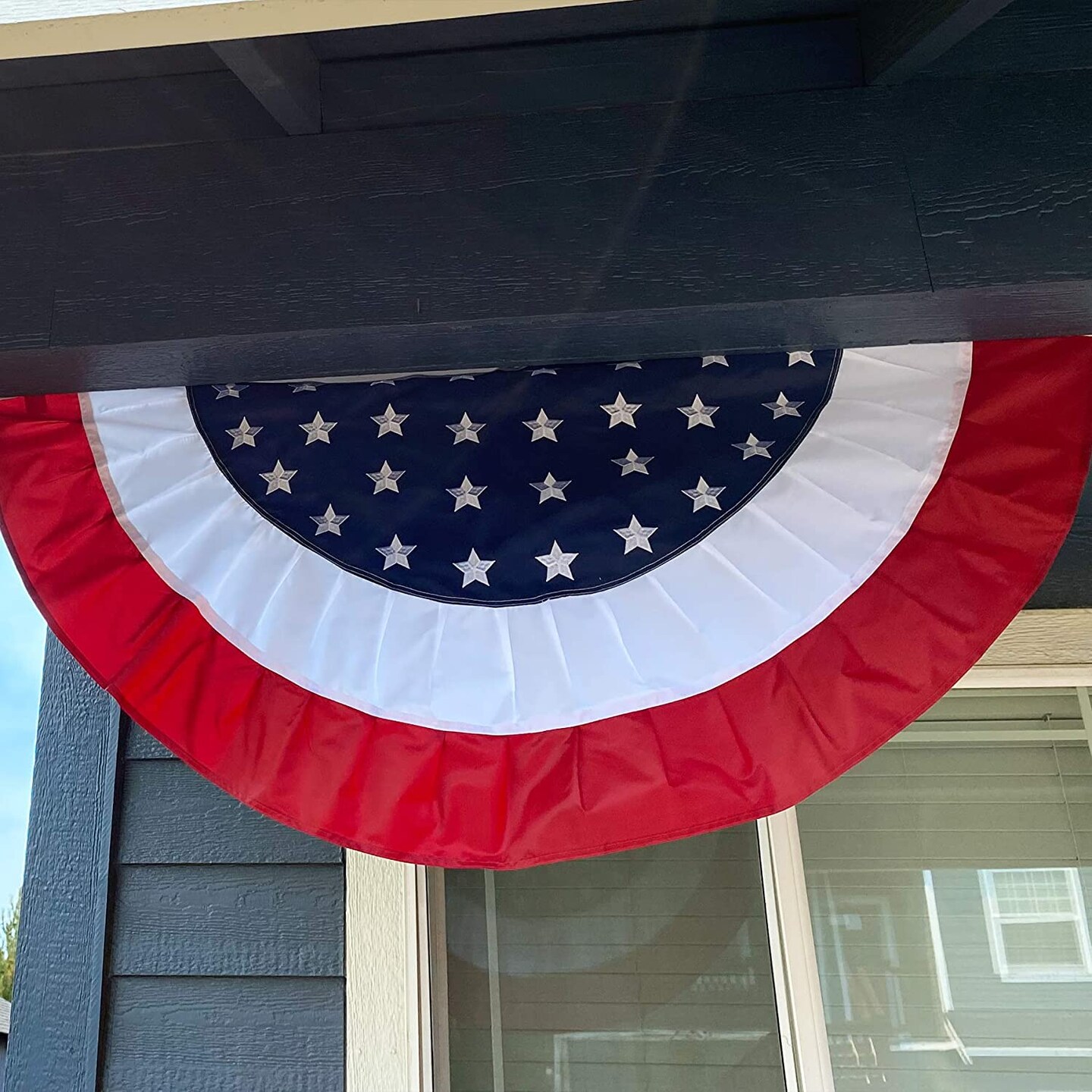 In the Breeze 3708 - Patriotic Ruffle Bunting - Outdoor Red, White and Blue Decoration