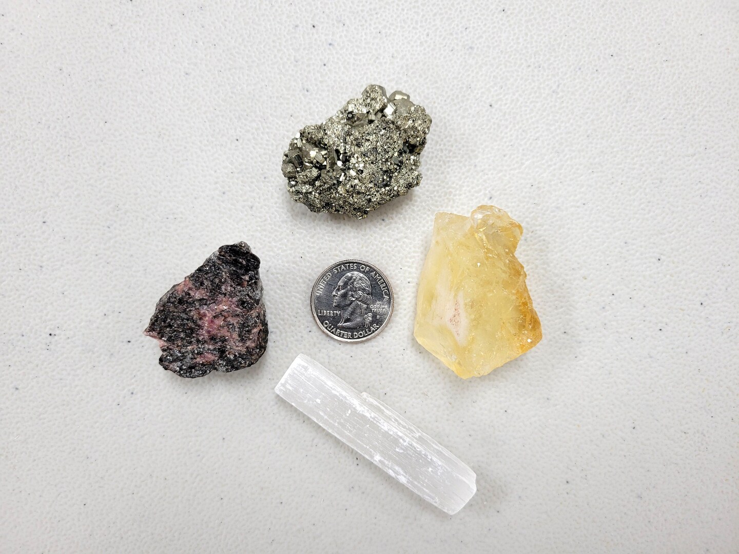 Crystals For Taurus Zodiac Sign, Citrine Pyrite Rhodonite Selenite