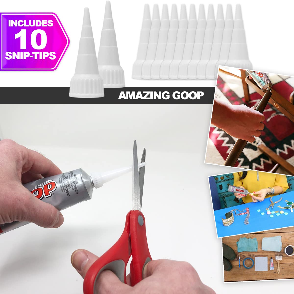 Amazing Goop All Purpose Glue 3.7oz, 10 Snip Tips, Pixiss Spreader Tools