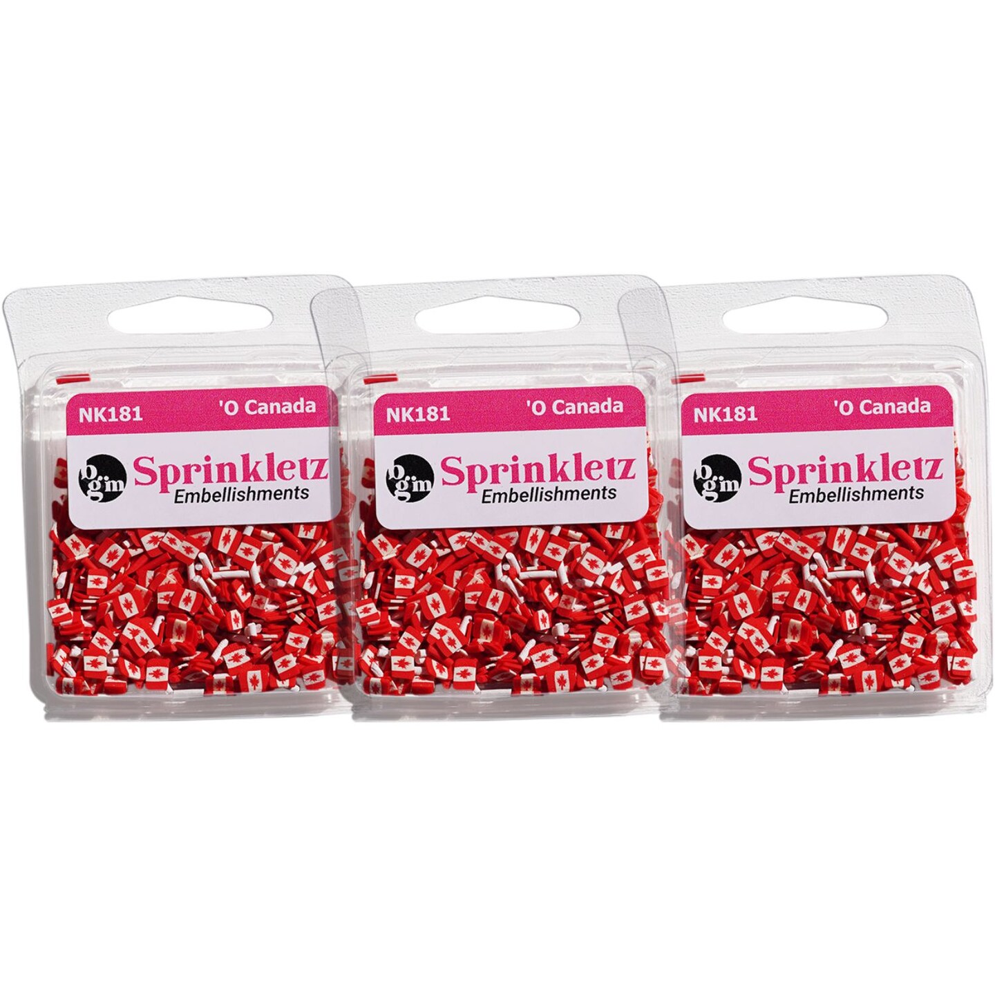 Buttons Galore Sprinkletz DIY Craft Embellishment Polymer Clay Pieces 36 Grams - 3 Packs of O'Canada