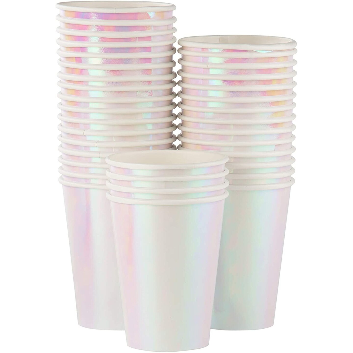 36-Pack Iridescent Party Supplies - 12 oz Iridescent Paper Cups, Disposable Party Cups for Hold and Cold Drinks