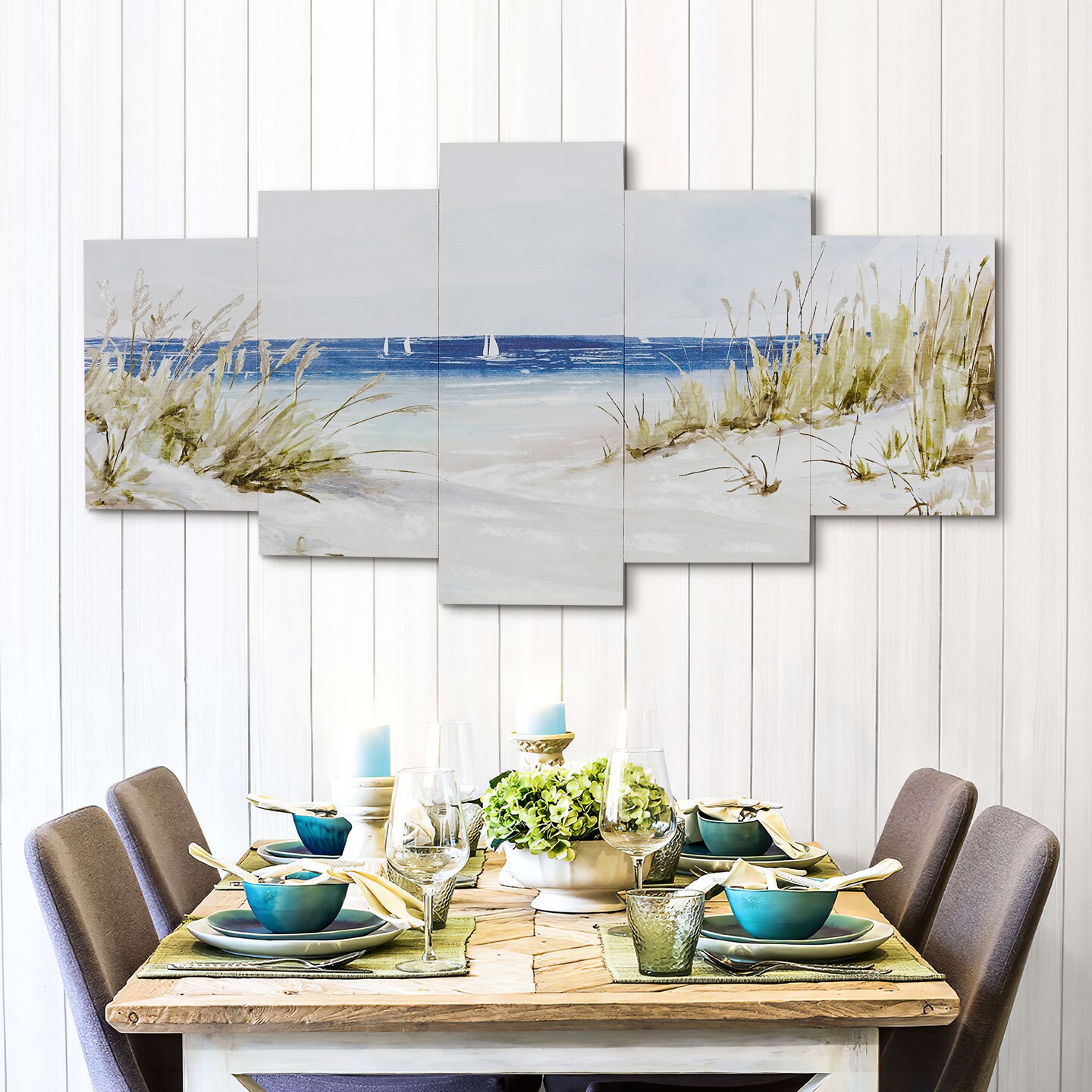 16&#x22;x40&#x22; Ocean Beach Pictures Wall Decor Canvas Wall Art 5 Piece Framed Wall Art