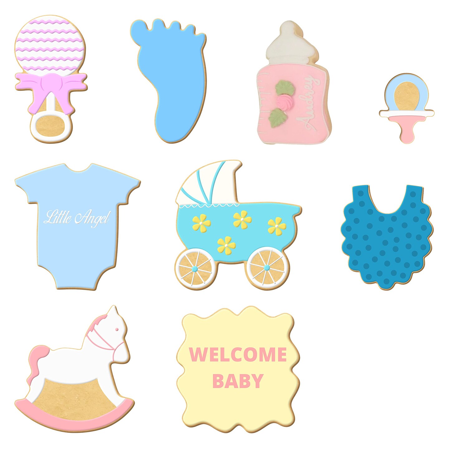Baby Shower Cookie Cutter 10 Pc Set, CookieCutter.com, Tin Plated Steel, Handmade in the USA