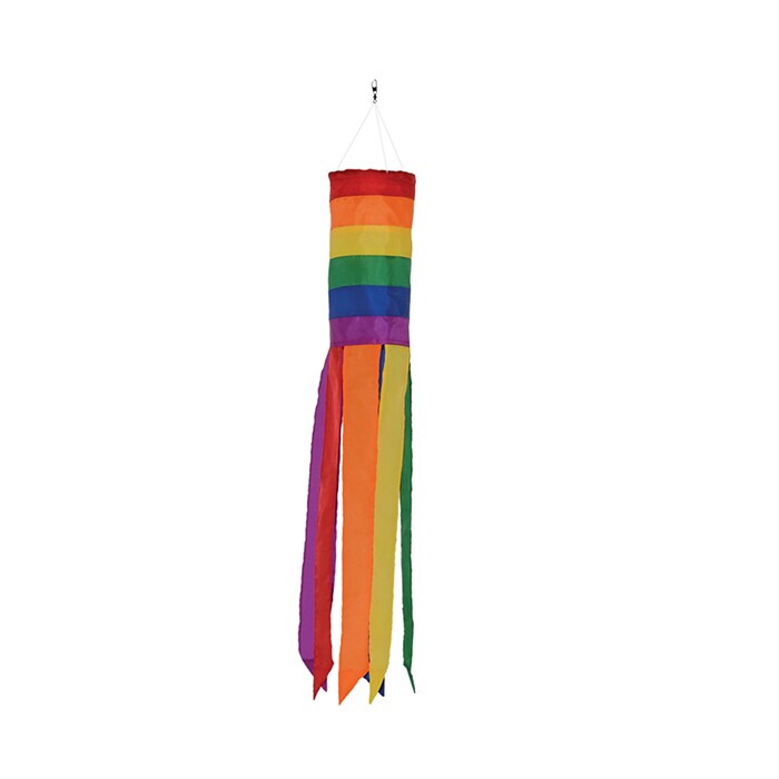 In the Breeze Rainbow Column 24 Inch Windsock - Colorful Hanging Decoration - Red, Orange, Yellow, Green, Blue and Purple Taffeta Material
