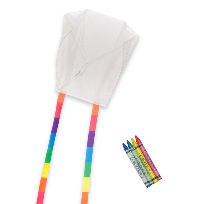 In the Breeze Coloring Sled 18 Inch Kite - Single Line - Ripstop Fabric Frameless Kite - Includes Crayons, Kite Line and Bag - Creative Fun for Kids and Adults