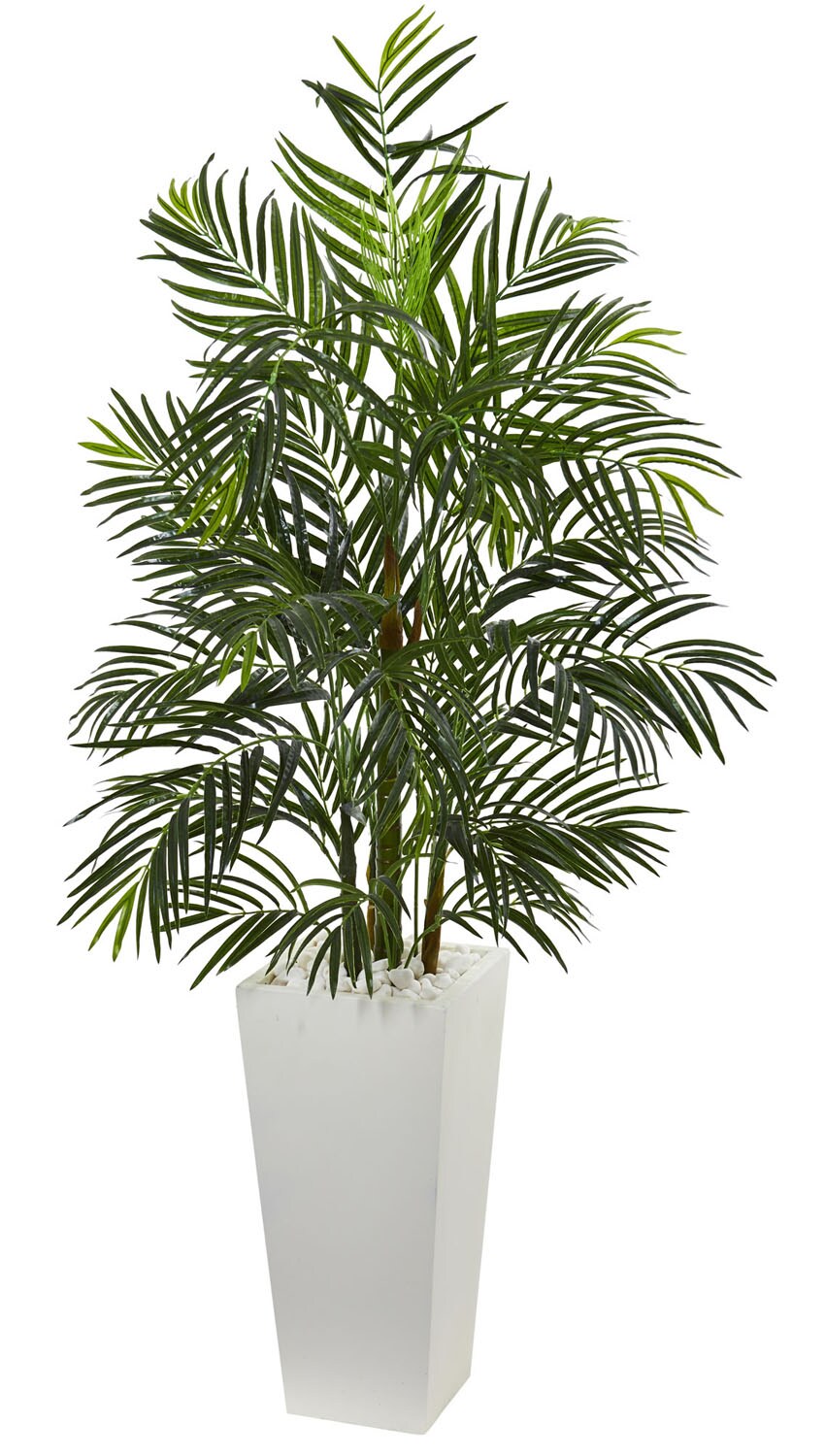 Nearly Natural Home Decorative 5' Areca Artificial Palm Tree in White