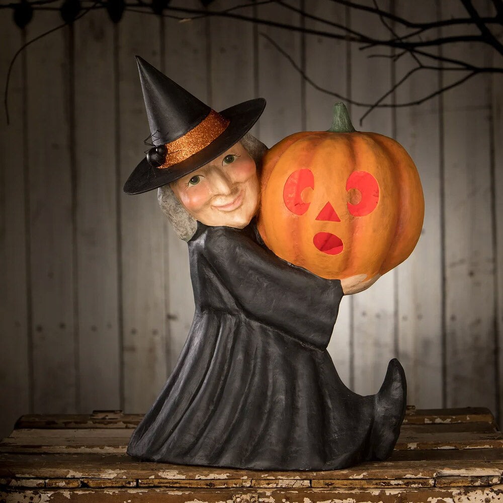 Bethany Lowe Designs Witch With Pumpkin Large Paper Mache | Michaels