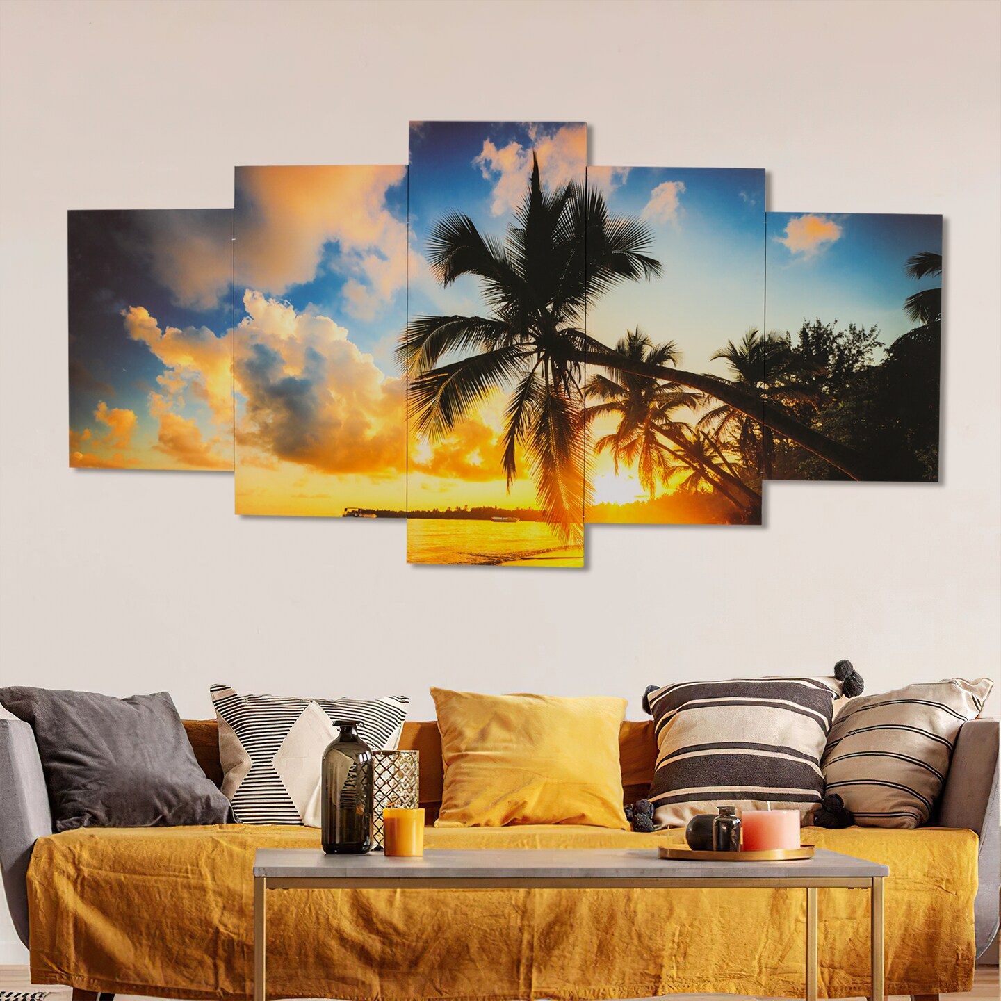 Beach Wall Decor Canvas Wall Art 5 Piece Framed Wall Art