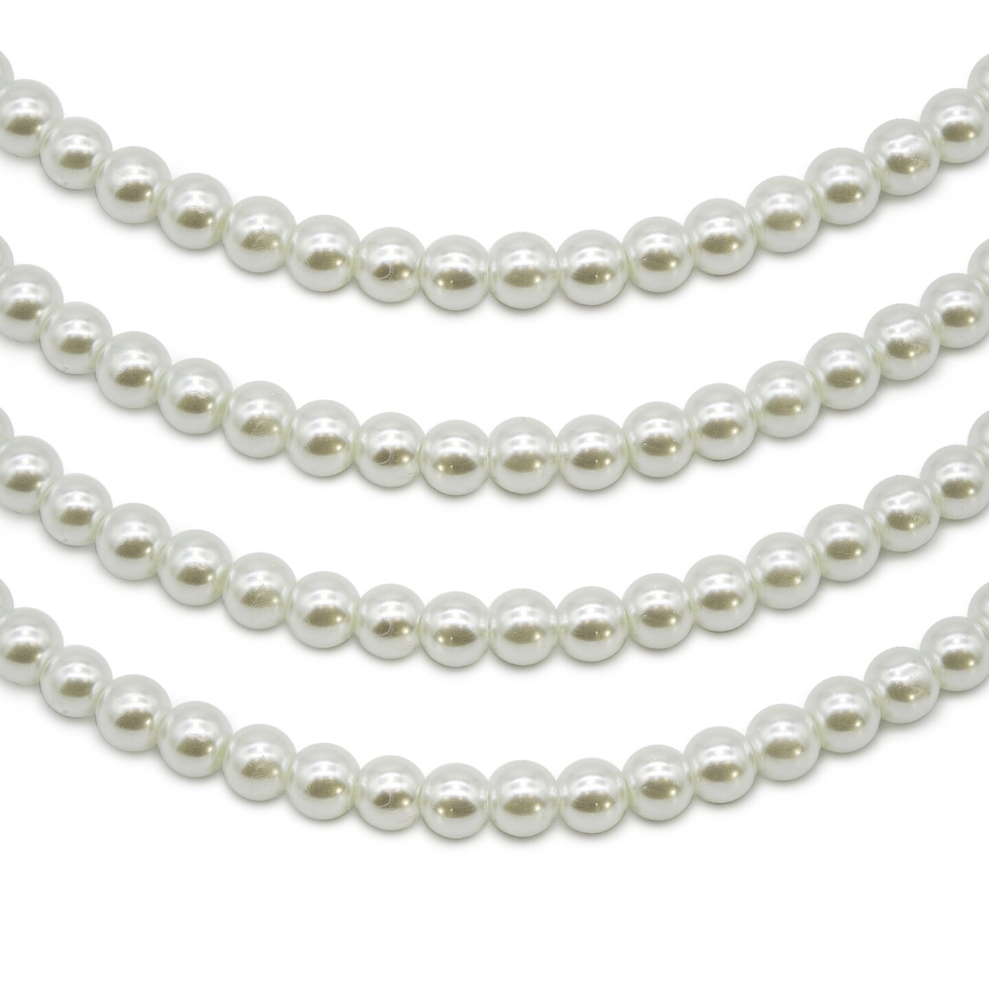 4 Strands of 4mm White Glass Pearl Beads - 800 on 30-Inch Strands