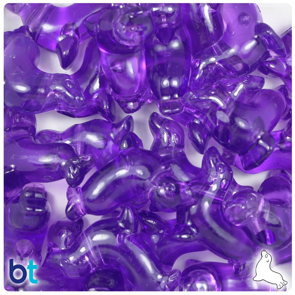 BeadTin Amethyst Transparent 24mm Seal Plastic Pony Beads (24pcs)