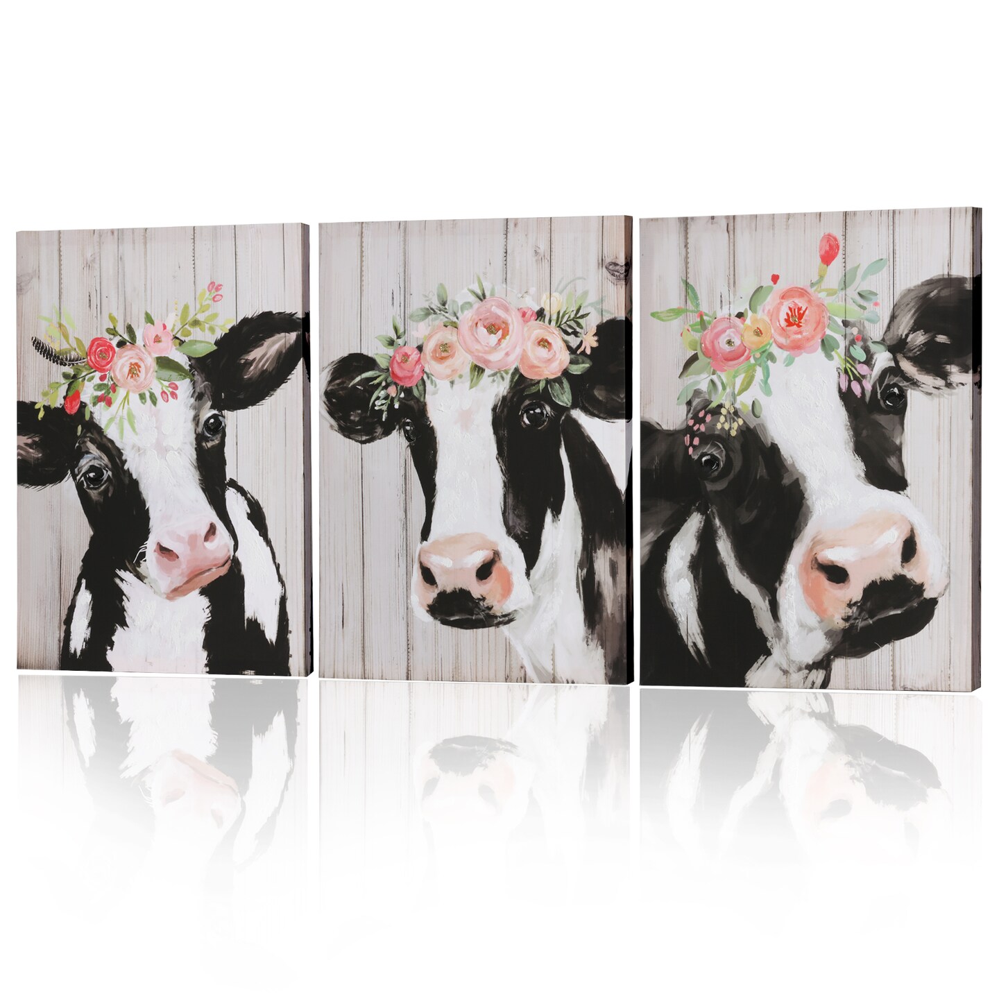 12&#x22;x16&#x22; Cow Pictures Wall Decor Canvas Wall Art 3 Piece Framed Wall Art