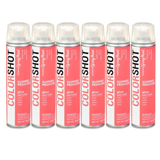 COLORSHOT Gloss Spray Paint Summer Pedicure (Coral) 10 oz. 6 Pack