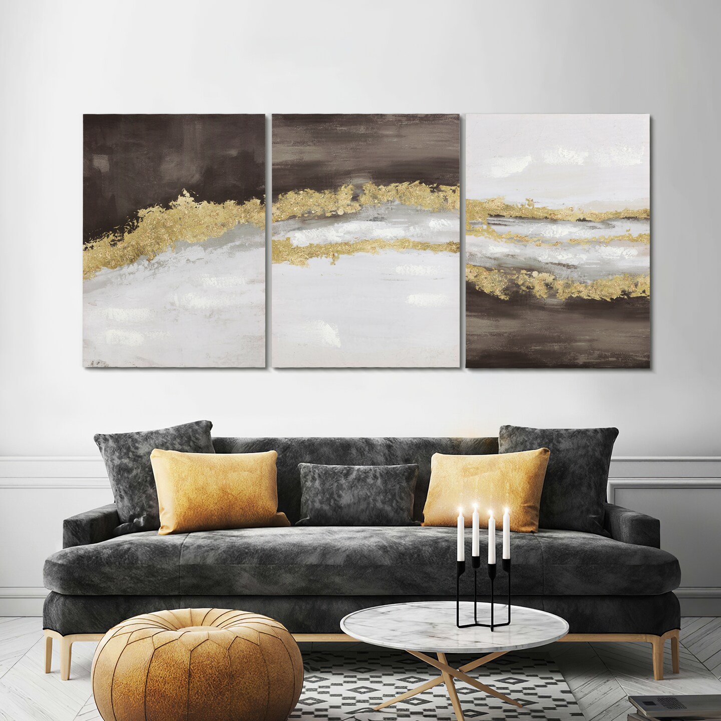 Glitter Wall Decor Canvas Wall Art 3 Piece Framed Wall Art