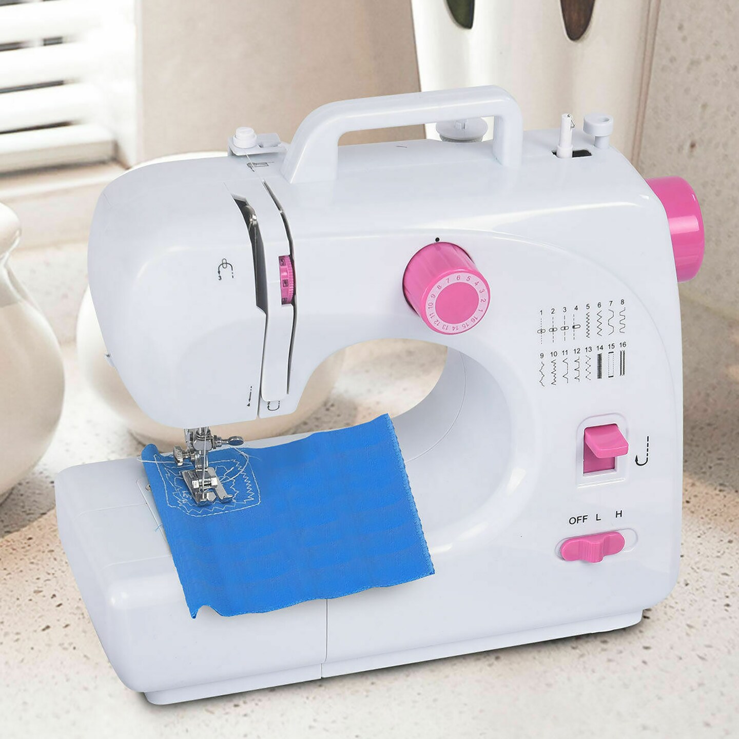 Costway 2-Speed Multi-function Fashion Portable Sewing Machine Serger w/16 Stitch Light