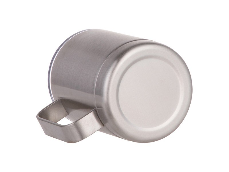 Engraving Coffee Cup, 10 oz with Lid and Handle (Stainless Steel)