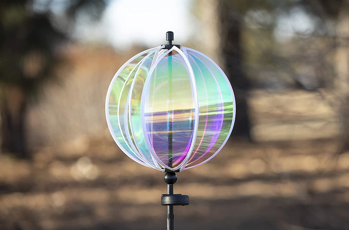 In the Breeze 2657 - 11 Inch Iridescent Gazing Ball Spinner with Solar Light