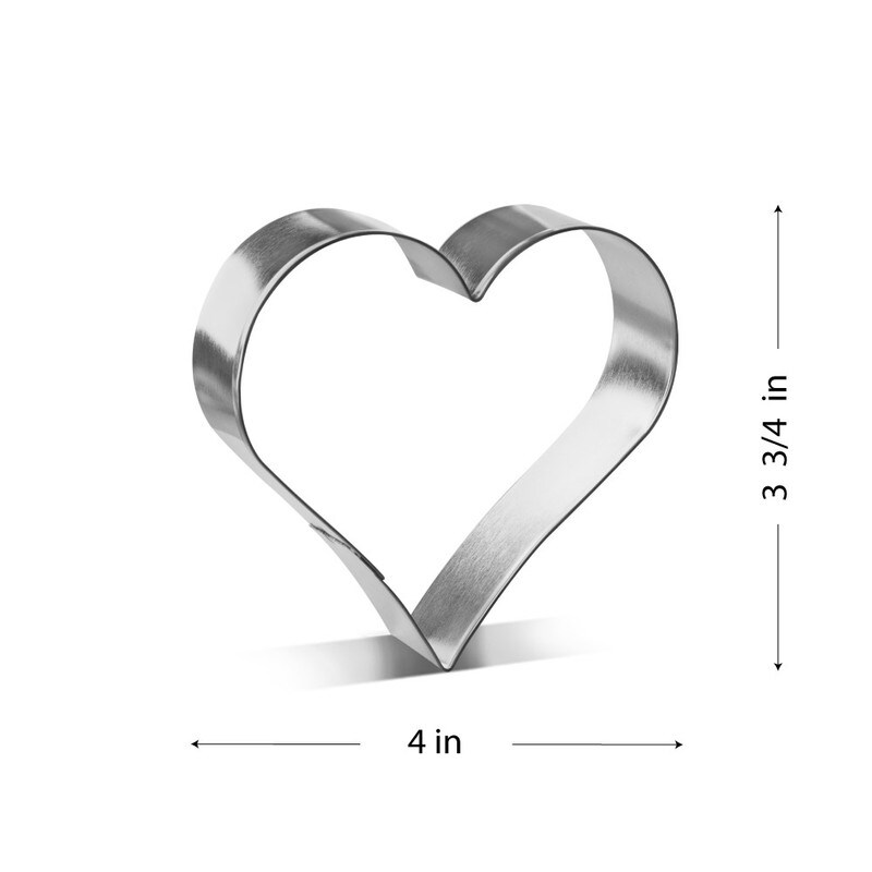 Heart Cookie Cutter 4 in, CookieCutter.com, Tin Plated Steel, Handmade in the USA