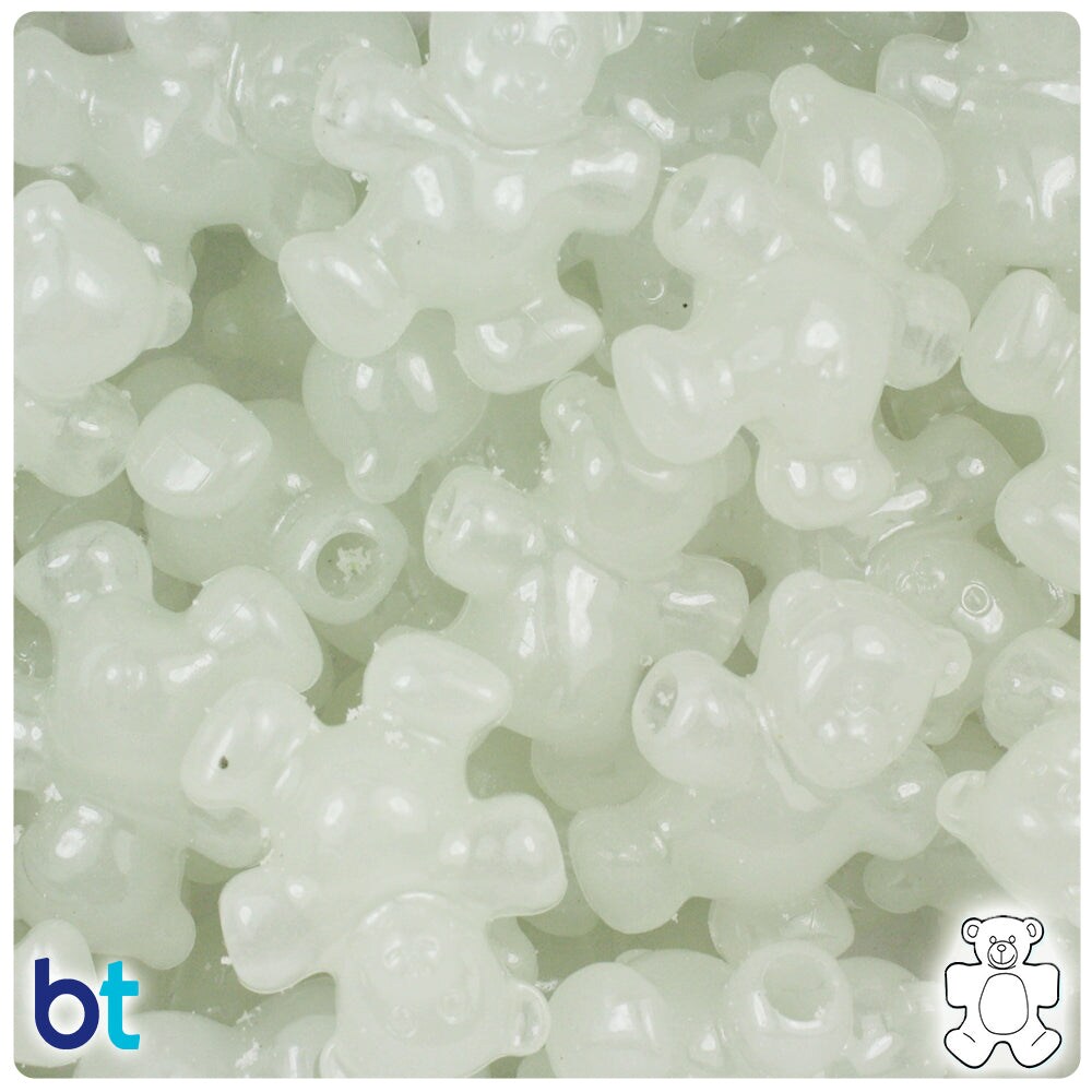 BeadTin Night Glow-in-the-Dark 25mm Teddy Bear Plastic Pony Beads (24pcs)