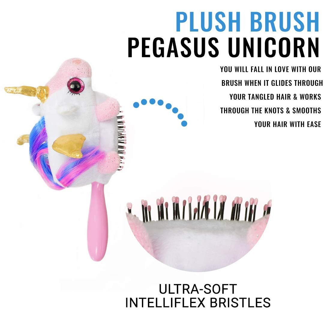 Wet Brush Plush Kid's Detangler Hair Brush with Soft IntelliFlex Bristles for All Hair Types - Unicorn Plush