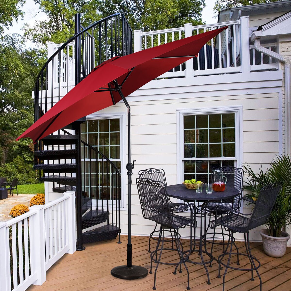 Costway 10 FT Patio Umbrella Patio Market Steel Tilt W/ Crank Outdoor Yard Garden