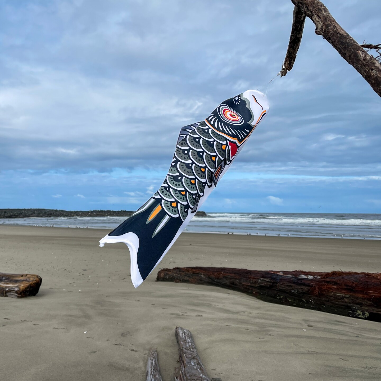 In the Breeze Koi Fish Windsock, 24-Inch, Black