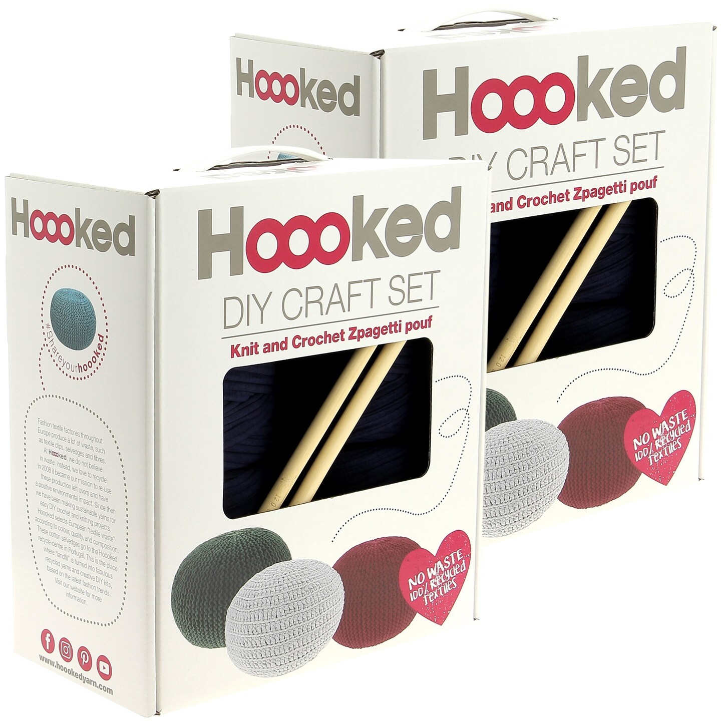 Multipack of 2 - Hoooked Knit & Crochet Pouf Kit W/Zpagetti Yarn-Sailor Blue