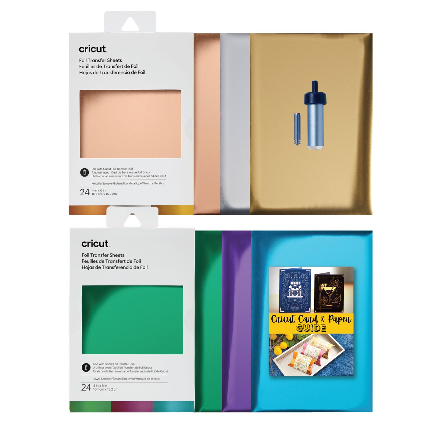 Cricut Joy Foil Transfer Kit with Cricut Metallic Foil and Jewel Sampler Foil Bundle