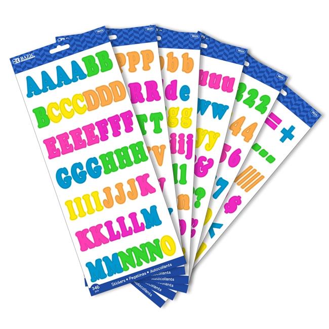 Bazic Products  1 in. Multicolor Alphabet Stickers, 10 Sheets - Case of 24