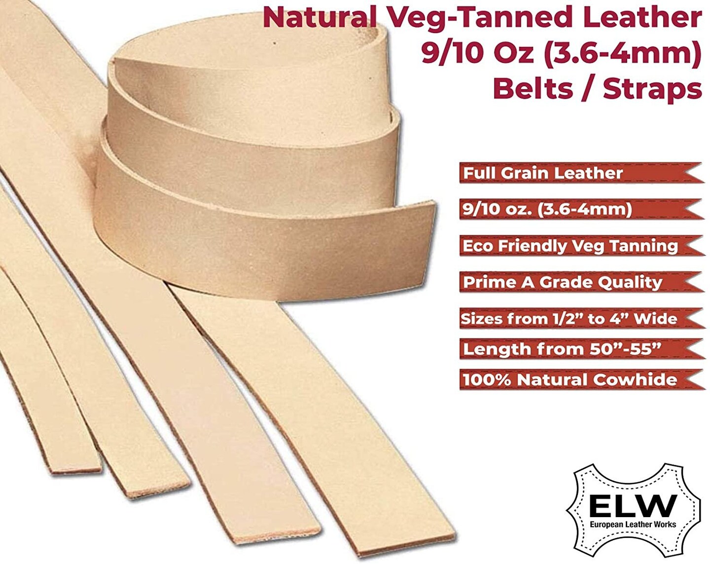 Elw Import Tooling Leather Oz Natural Belt Blanks Strips Straps