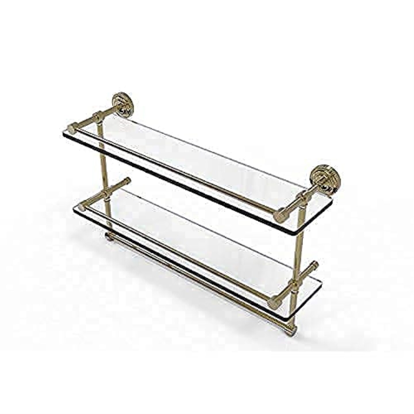 Dottingham 22 Inch Gallery Double Glass Shelf with Towel Bar DT2TB/22GALUNL Michaels