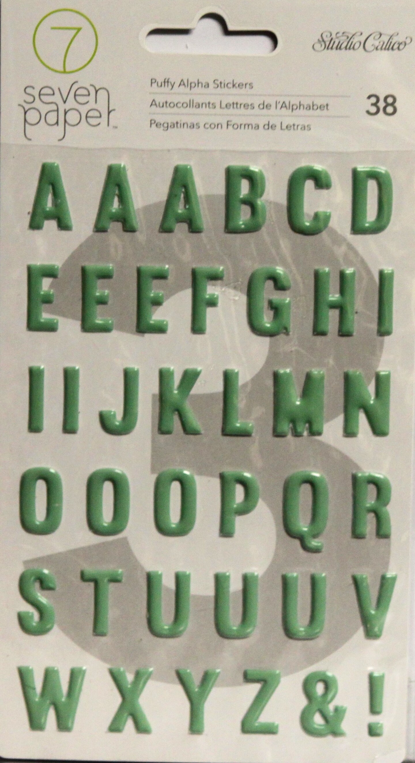 Studio Calico Seven Paper Puffy Alpha Stickers-Mint Green