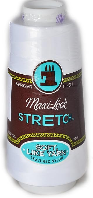 A&E Maxi Lock Stretch Textured Nylon White Serger Thread MWN-32109