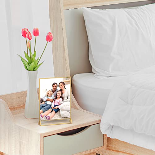 6Pack 4x6 inch Acrylic Sign Holder with Gold Frames and Vertical Stand, Ideal for Display Wedding Table Numbers, Double Sided Picture, Clear Photos