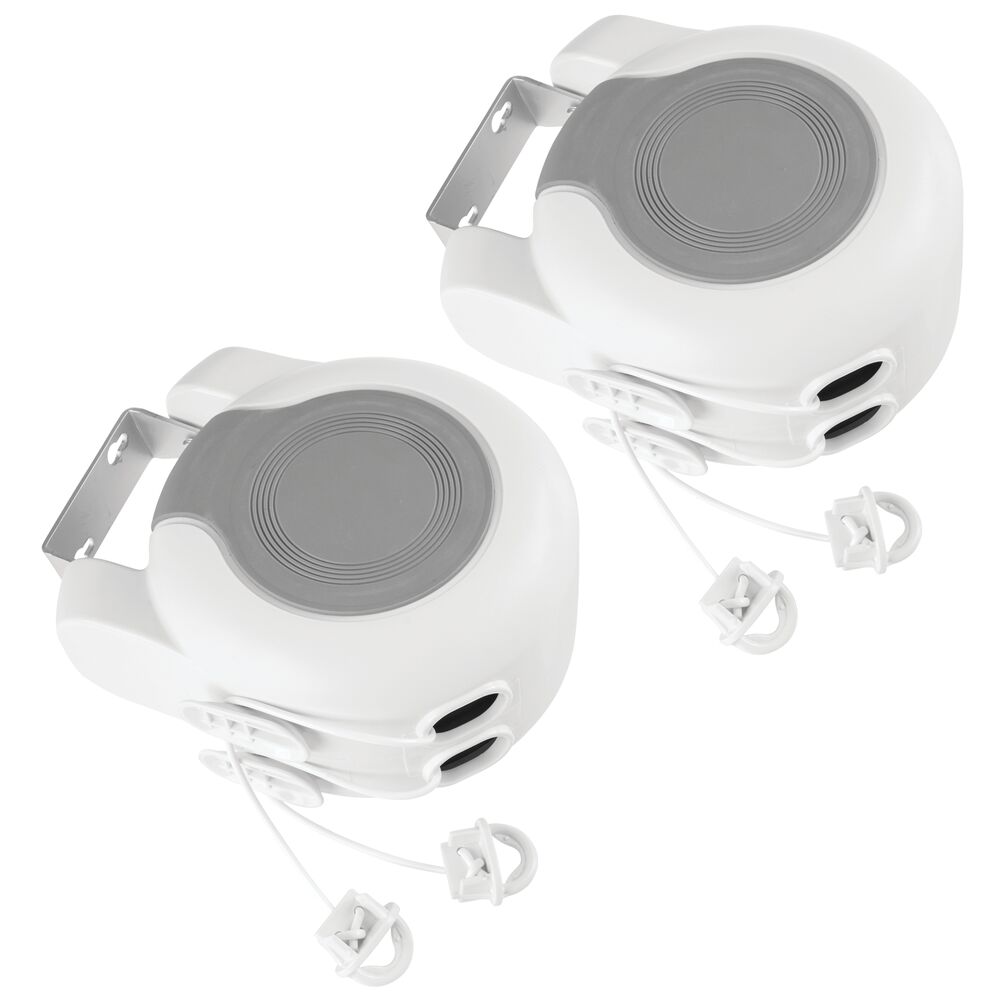 mDesign Indoor/Outdoor Retractable Clothesline, 39ft Double Line